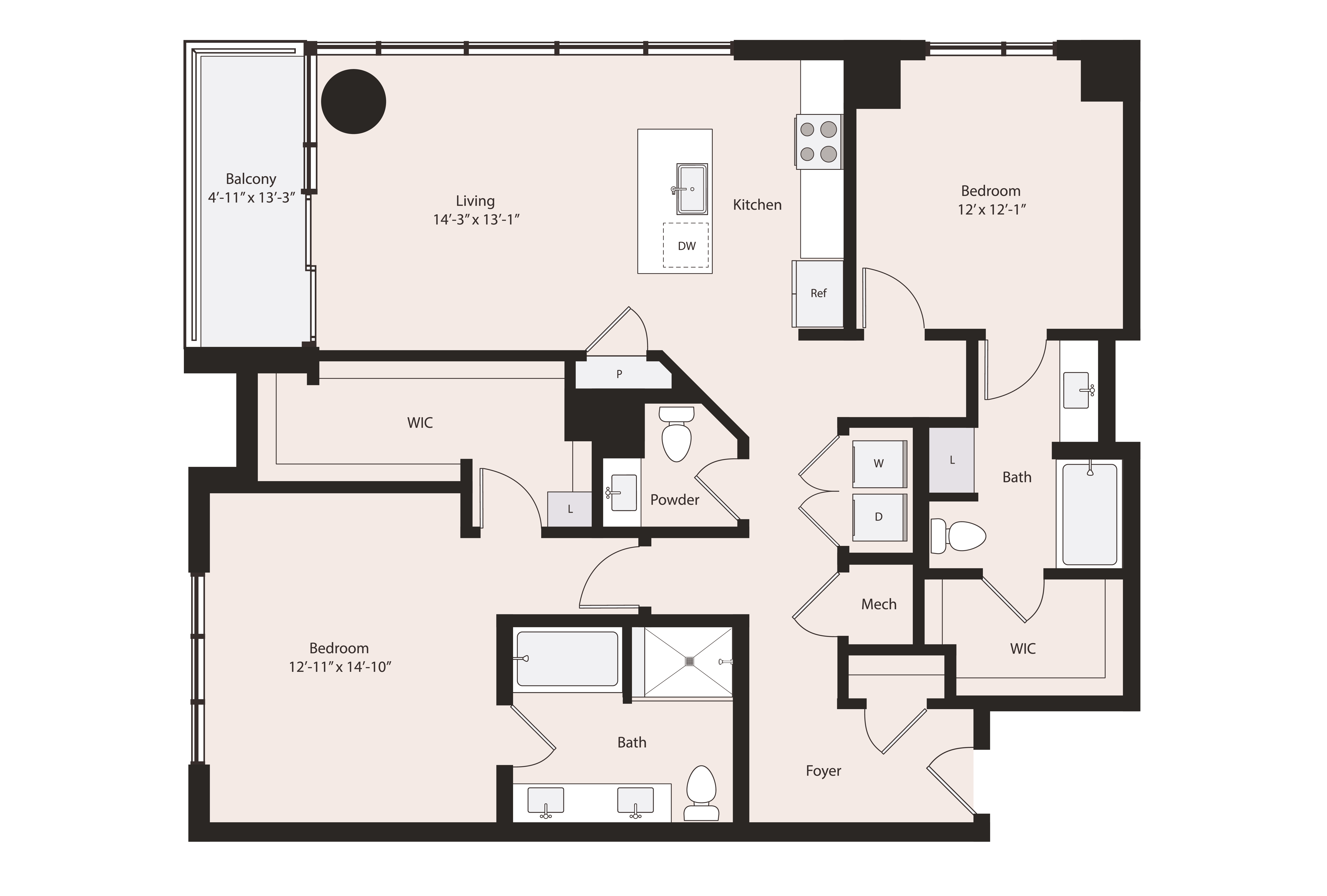 Floor plan layout diagram for B2-1